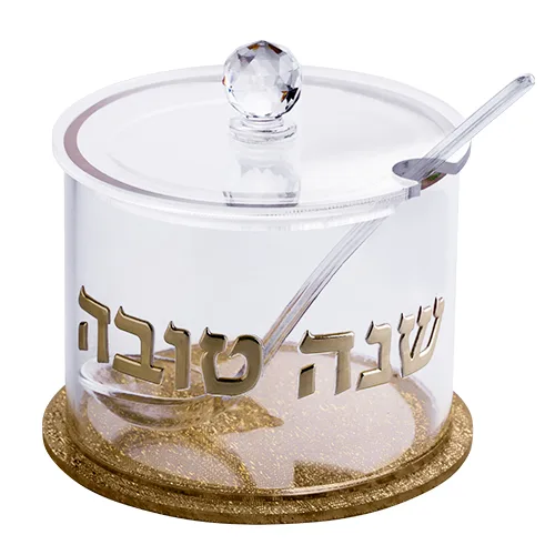 כלי לדבש אקריליק גימור זהב 8.5 ס"מ, UK81748, ארט יודאיקה