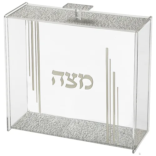 כלי למצה מאקריליק שקוף עם נצנצים 21x23 ס"מ, UK81188, ארט יודאיקה