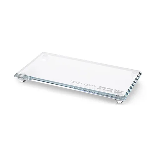מגש קריסטל פמוטים שבת ויום טוב שקוף 23x13ס"מ, UK80700, ארט יודאיקה