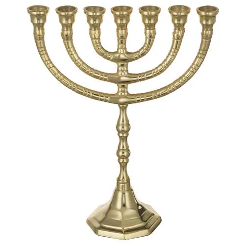 מנורה אלומיניום 7 קנים גימור זהב 30 ס"מ, UK49796, ארט יודאיקה