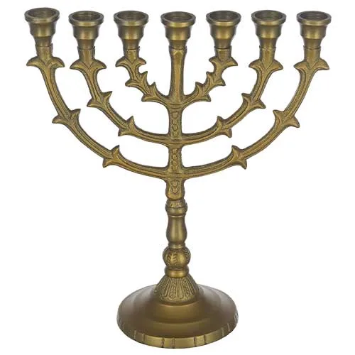 מנורה אלומיניום 7 קנים גימור מוזהב 25 ס"מ, UK49797, ארט יודאיקה