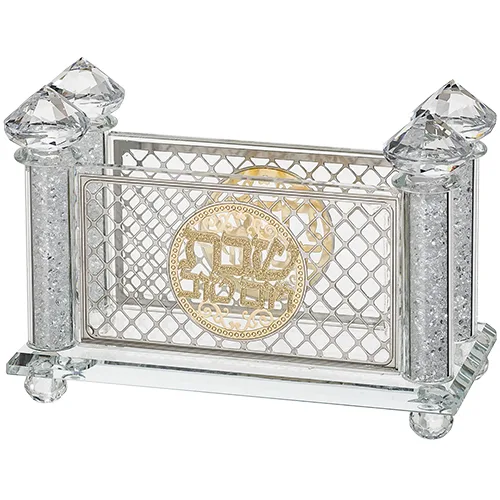 מפיון קריסטל מהודר עם פלקטה "איקסים" 10x17 ס"מ, UK40998, ארט יודאיקה