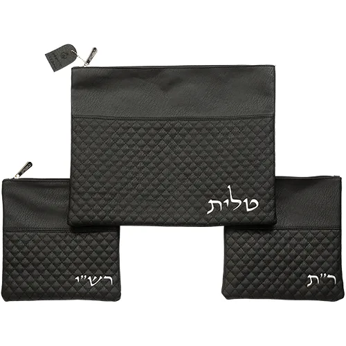 סט טלית תפילין רש"יתם דמוי עור 34X40 ס"מ, UK67060, ארט יודאיקה