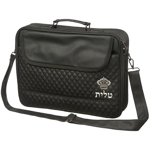 תיק טלית גדול גוון שחור פיו מפואר אותיות בולטות "כתר, UK66379, ארט יודאיקה