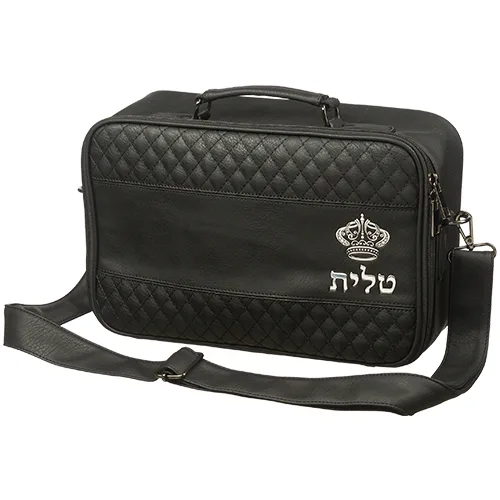 תיק טלית קטן גוון שחור פיו מפואר אותיות בולטות "כתר" כ, UK66380, ארט יודאיקה