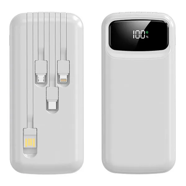 פאוור בנק סוללת גיבוי 20,000mAh הכולל 4 כבלים מובנים, 5373 זיאוס