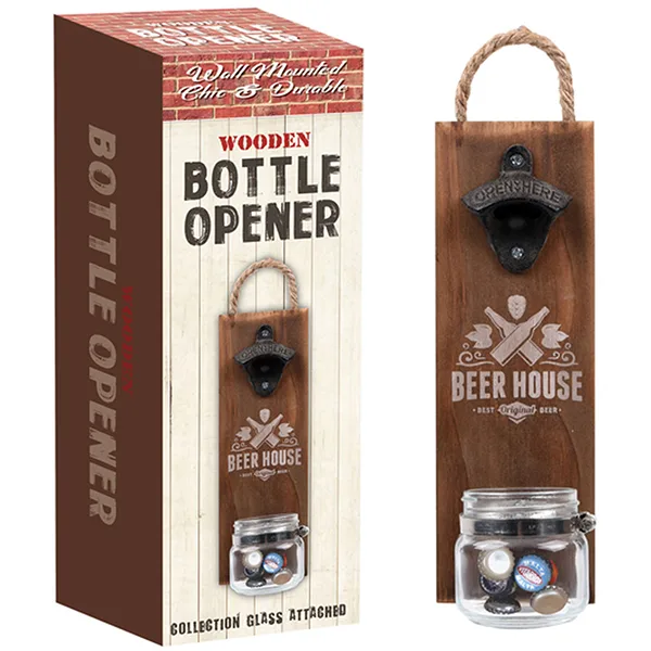 "Beer House" פותחן בקבוקים על לוח עץ מחובר לקיר, 5145 זיאוס