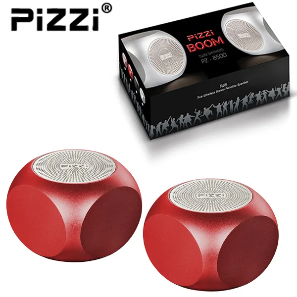 "פיצי בום" PiZZi Boom זוג רמקולים Bluetooth עוצמתי 2x5W במיוחד בצבע אדום, PZ 8500-5 זיאוס