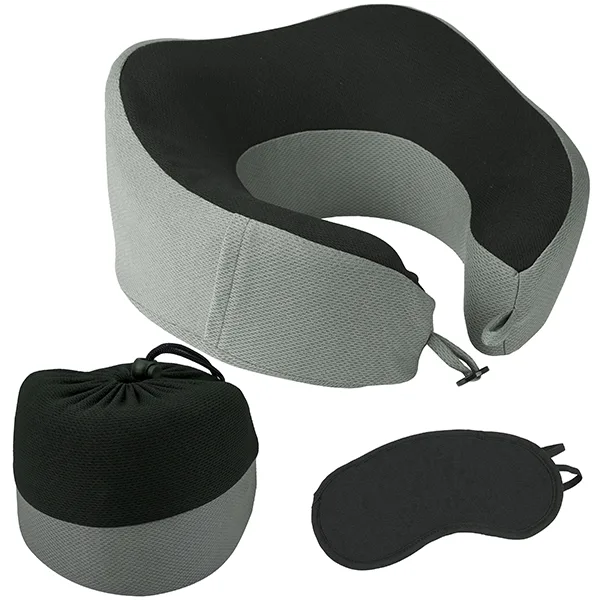 "MEMORY FOAM" כרית נסיעות לצוואר מרופדת עם כיסוי לעיניים, 4647 זיאוס