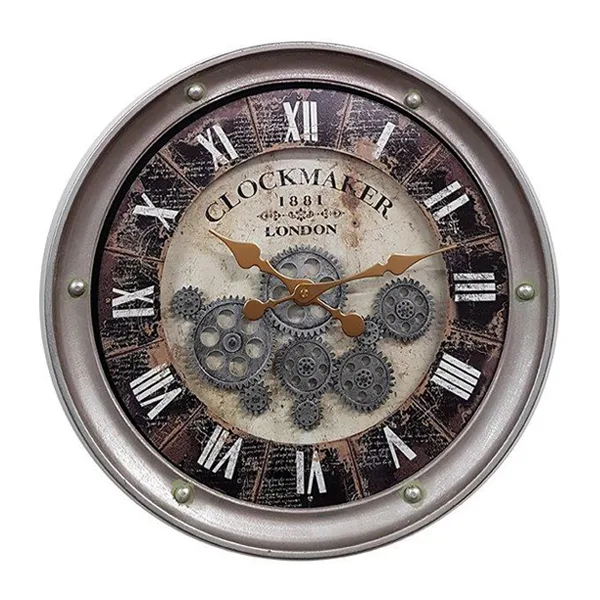 "CLOCKMAKER LONDON" שעון קיר גלגלי שיניים קוטר 43 ס"מ, 4497 זיאוס