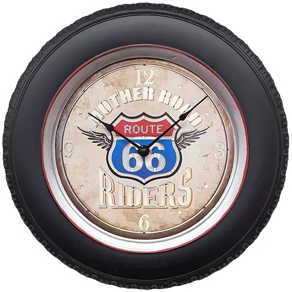 שעון קיר ROUTH 66 RIDERS עם תאורת לד ע"י שלט רחוק, 4234 זיאוס