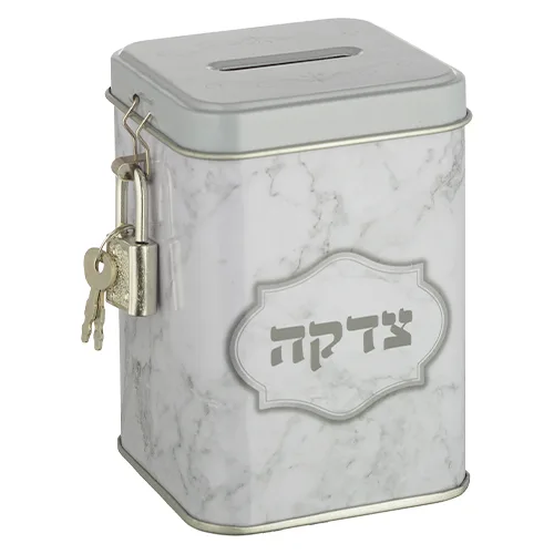 קופת צדקה פח מרובעת "שיש" 10 ס"מ, UK49384, ארט יודאיקה