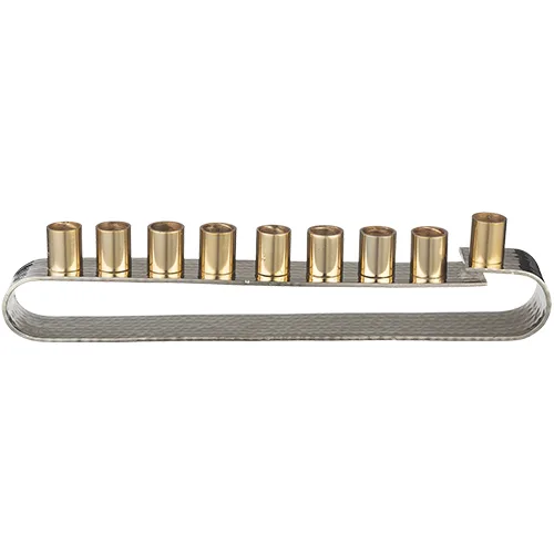חנוכייה אלומיניום לשמן מהודרת 30x8 ס"מ, UK42414, ארט יודאיקה