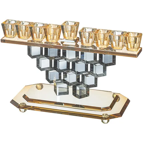 חנוכייה קריסטל מהודרת 17X17 ס"מ, UK40650, ארט יודאיקה