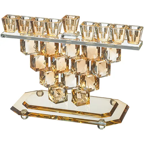 חנוכייה קריסטל מהודרת 28X2 ס"מ, UK80444, ארט יודאיקה