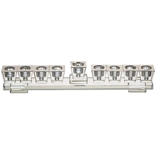 חנוכיית קריסטל מהודרת עם בסיס 7x28 ס"מ, UK42152, ארט יודאיקה