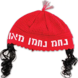 כיפה פריק אדום עם פאות "נחמן מאומן" 24 ס"מ, UK11904, ארט יודאיקה