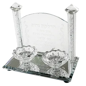 (15) פמוטי קריסטל מהודרים עם הדלקת נרות 17x18 ס, UK54303, ארט יודאיקה
