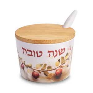 כלי לדבש "במבוק טבעי" "שנה טובה" 6.5 ס"מ, UK83541, ארט יודאיקה