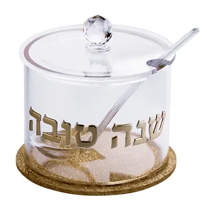 כלי לדבש אקריליק גימור זהב 8.5 ס"מ, UK81748, ארט יודאיקה