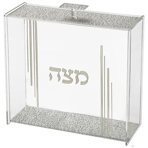 כלי למצה מאקריליק שקוף עם נצנצים 21x23 ס"מ, UK81188, ארט יודאיקה