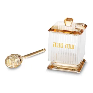 כלי מהודר לדבש מקריסטל 10x6.5 ס"מ - זהב, UK83295, ארט יודאיקה