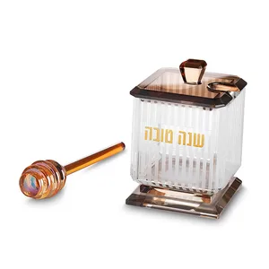 כלי מהודר לדבש מקריסטל 10x6.5 ס"מ - רוז גולד, UK55746, ארט יודאיקה