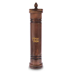 מגילת אסתר אשכנזי גוף עץ עם חריטה עבור קלף 39, UK82599, ארט יודאיקה