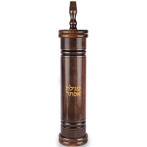 מגילת אסתר ספרדי גוף עץ עם חריטה עבור קלף 31, UK82598, ארט יודאיקה