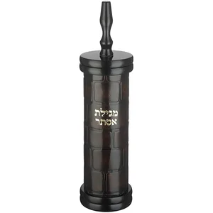 מגילת אסתר ספרדי קוטר 9 ס"מ עץ + פיו כותל עם פלקטה 31 ס"מ, UK82518, ארט יודאיקה