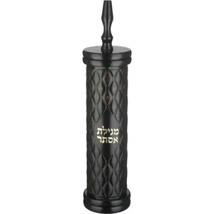 מגילת אסתר ספרדי קוטר 9 ס"מ עץ עם פלקטה פיו עבור קלף 31 ס"מ, UK82519, ארט יודאיקה