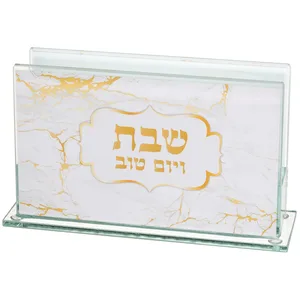 מחזיק גפרורים זכוכית עם הדפסה דגם שיש 12.5X7 ס"מ, UK49032, ארט יודאיקה