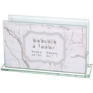 מחזיק גפרורים זכוכית עם הדפסה דגם שיש 6.5X4 ס"מ, UK49281, ארט יודאיקה