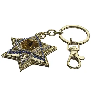 מחזיק מפתחות "מגן דויד" משובץ 5.5 ס"מ, UK35847, ארט יודאיקה