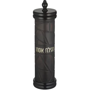 בית מגילה אשכנזי עץ + קוטר 9 ס"מ אקריליק עם פלקטה עבור קלף 25 ס"מ, UK82525, ארט יודאיקה