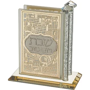 מעמד לגפרורים קריסטל עם פלקטות "ירושלים" 12X12 ס"מ, UK42433, ארט יודאיקה