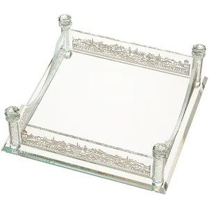 מעמד קריסטל למצות עם פלקטה 21X21 ס"מ, UK80074, ארט יודאיקה
