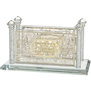 מפיון קריסטל מהודר עם פלקטה "ירושלים" 8X17 ס"מ, UK81822, ארט יודאיקה