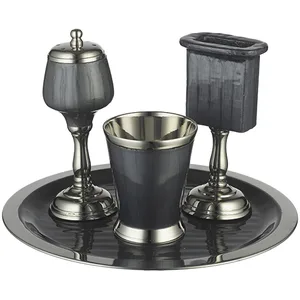 סט הבדלה מהודר מאלומיניום גווני אפור 14X23 ס"מ, UK42481, ארט יודאיקה