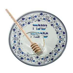 סט להגשת תפוח בדבש זכוכית בלתי שבירה 19 ס"מ, UK46203, ארט יודאיקה