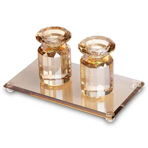 סט פמוט ומגש זהב קריסטל 23X13 ס"מ, UK82571, ארט יודאיקה
