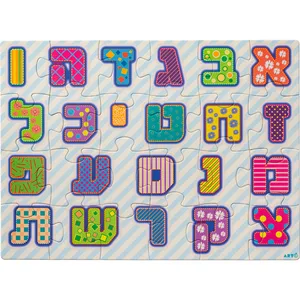 פאזל 24 חלקים לילדים "א"ב" 38X28 ס"מ, UK80793, ארט יודאיקה