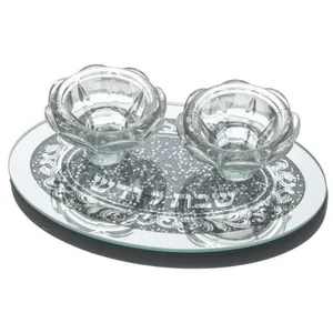 פמוטי זכוכית עם אבנים "עיטור" 19x12 ס"מ, UK48004, ארט יודאיקה
