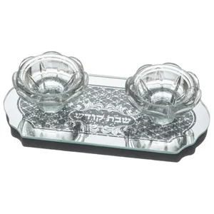 פמוטי זכוכית עם אבנים "עיטור" 20x9.5 ס"מ, UK48003, ארט יודאיקה