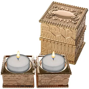 פמוטי נסיעה זהב בקופסא עם מכסה "ירושלים" 4X9 ס", UK40541, ארט יודאיקה