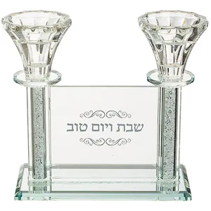 פמוטי קריסטל מהודרים 15 ס"מ, UK49255, ארט יודאיקה