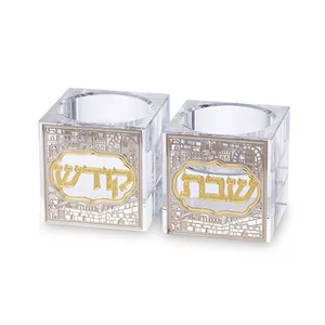 פמוטי קריסטל עם פלקטה "ירושלים" 5 ס"מ, UK81818, ארט יודאיקה
