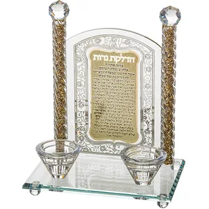 פמוטי קריסטל עם פלקטה הדלקת נרות "רימונים" 24 ס"מ, UK49699, ארט יודאיקה