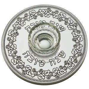 צלחת זכוכית לדבש עם פלקטה 19X23 ס"מ, UK49196, ארט יודאיקה