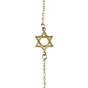 צמיד סטיינלס מוזהב 22 ס"מ מגן דוד 1.5 ס"מ, UK90899, ארט יודאיקה